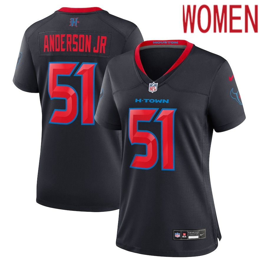 Women Houston Texans #51 Will Anderson Jr. Nike Navy 2nd Alternate Game NFL Jersey->women nfl jersey->Women Jersey